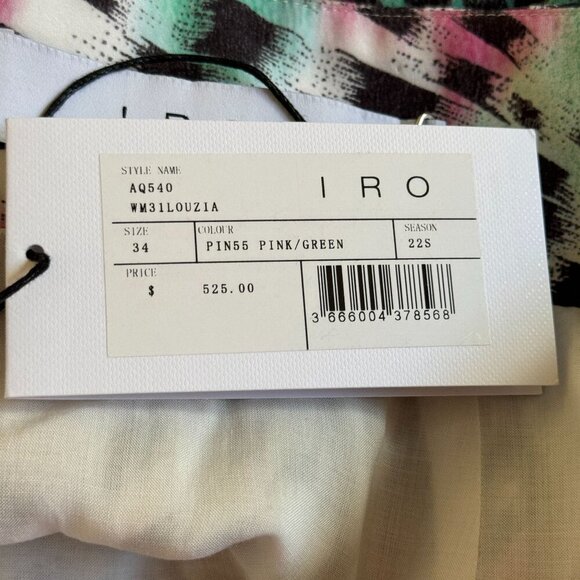 IRO Paris Womens Silk Louzia‎ Ruffle Mini Skirt Sz FR 34/ US 2 Pink Green Party - Picture 12 of 13